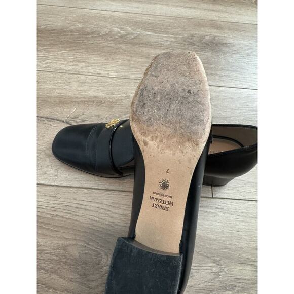 Stuart Weitzman RIELA 50 BLACK LEATHER Calf Heel Pump Platform 38 US 7.M - Picture 6 of 7
